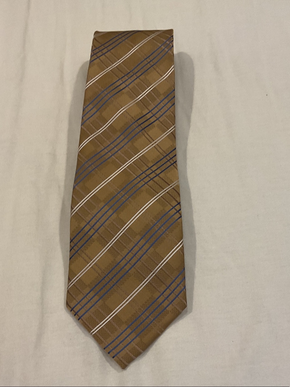 Umberto Frasi Tie Polyester Gold with Blue and White Accents